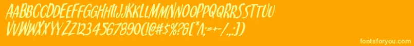 Kennebunkportital-Schriftart – Gelbe Schriften auf orangefarbenem Hintergrund