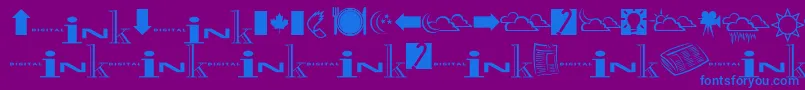 Inkfontdingbats-Schriftart – Blaue Schriften auf violettem Hintergrund