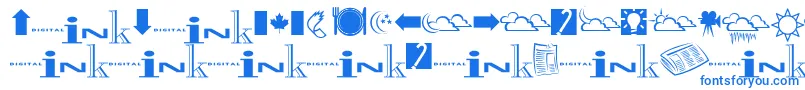 フォントInkfontdingbats – 白い背景に青い文字