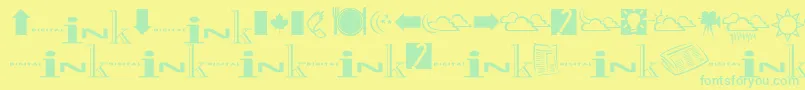 Inkfontdingbats-Schriftart – Grüne Schriften auf gelbem Hintergrund