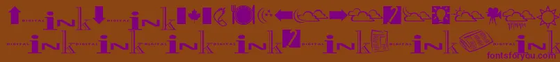 Inkfontdingbats-fontti – violetit fontit ruskealla taustalla