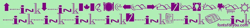 Inkfontdingbats-fontti – violetit fontit vihreällä taustalla