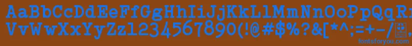 Fonte TypowriterBoldDemo – fontes azuis em um fundo marrom