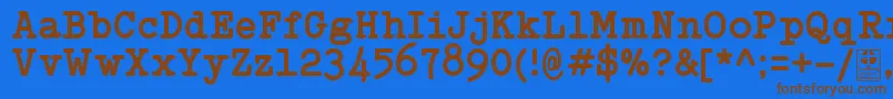 Weitere Informationen zur TypowriterBoldDemo-Schriftart TypowriterBoldDemo-Schriftart – Braune Schriften auf blauem Hintergrund