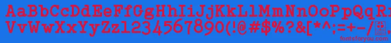 TypowriterBoldDemo Font – Red Fonts on Blue Background