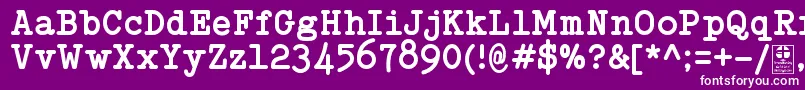 Fonte TypowriterBoldDemo – fontes brancas em um fundo violeta