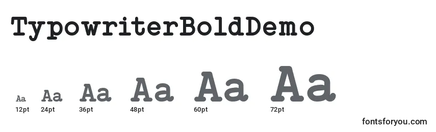 Размеры шрифта TypowriterBoldDemo