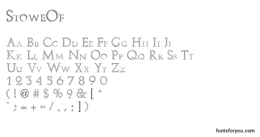 Czcionka StoweOf – alfabet, cyfry, specjalne znaki