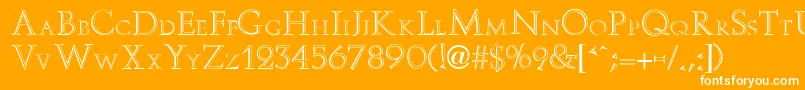 StoweOf-Schriftart – Weiße Schriften auf orangefarbenem Hintergrund