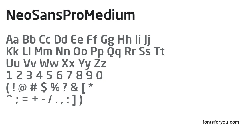 NeoSansProMedium-fontti – aakkoset, numerot, erikoismerkit