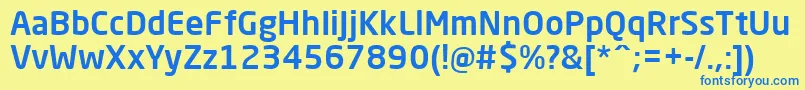 フォントNeoSansProMedium – 青い文字が黄色の背景にあります。