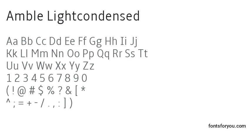Шрифт Amble Lightcondensed – алфавит, цифры, специальные символы
