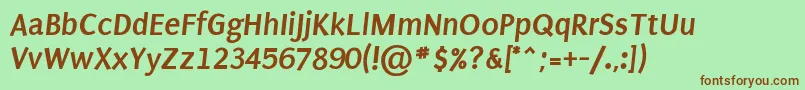 PuritanBoldItalic-fontti – ruskeat fontit vihreällä taustalla