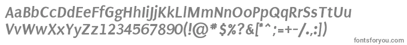 PuritanBoldItalic-fontti – harmaat kirjasimet valkoisella taustalla