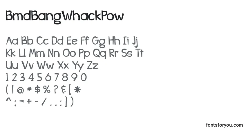 Schriftart BmdBangWhackPow – Alphabet, Zahlen, spezielle Symbole