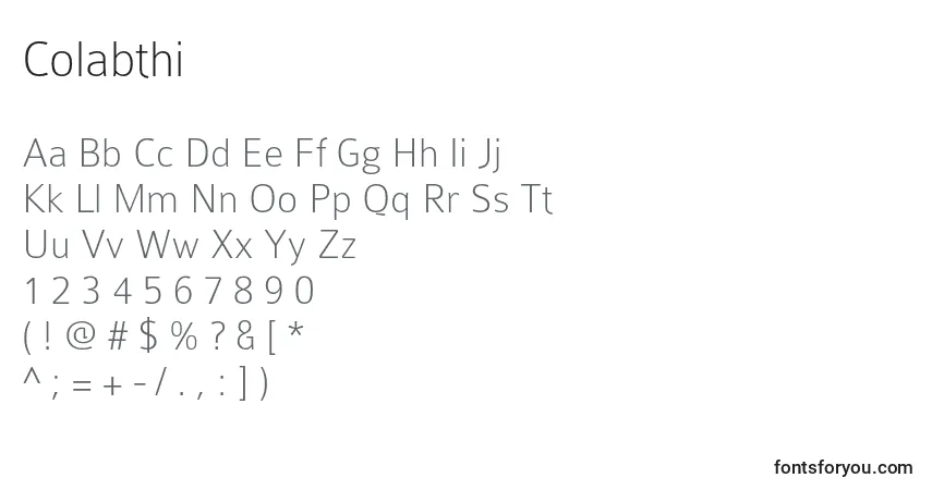 Schriftart Colabthi – Alphabet, Zahlen, spezielle Symbole