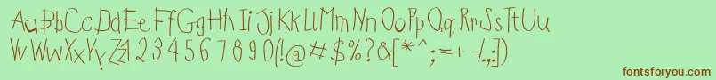 Kidsfirstabc Font – Brown Fonts on Green Background