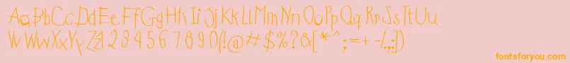 Kidsfirstabc-Schriftart – Orangefarbene Schriften auf rosa Hintergrund
