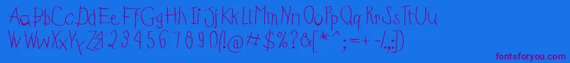 Kidsfirstabc Font – Purple Fonts on Blue Background