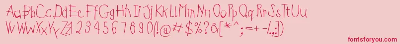 Kidsfirstabc Font – Red Fonts on Pink Background