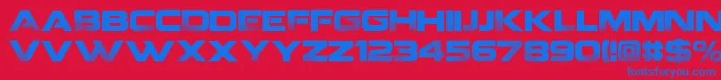 CoalitionV2.-Schriftart – Blaue Schriften auf rotem Hintergrund