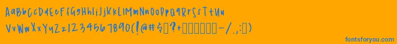 SimplicityRegular-Schriftart – Blaue Schriften auf orangefarbenem Hintergrund
