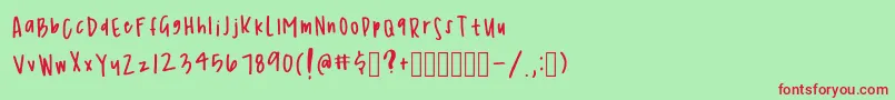 SimplicityRegular Font – Red Fonts on Green Background
