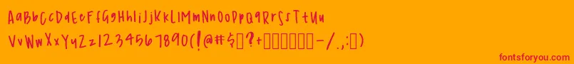 フォントSimplicityRegular – オレンジの背景に赤い文字