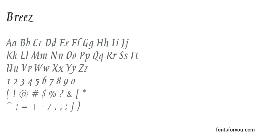 Шрифт Breez – алфавит, цифры, специальные символы