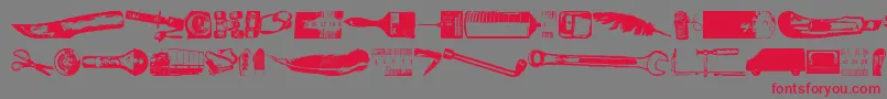 フォントMelkeinaitokopio – 赤い文字の灰色の背景