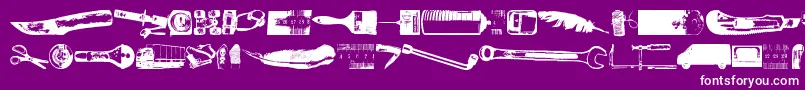 Melkeinaitokopio-fontti – valkoiset fontit violetilla taustalla