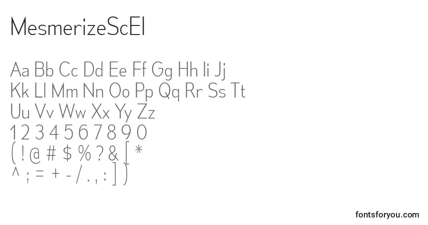 Czcionka MesmerizeScEl – alfabet, cyfry, specjalne znaki