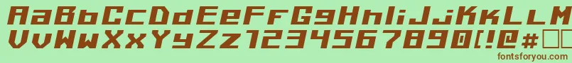 Fonte KilotonV1.0Italic – fontes marrons em um fundo verde