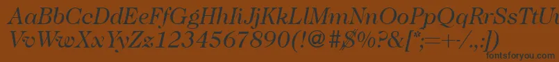 Caslon335Regularitalic-fontti – mustat fontit ruskealla taustalla