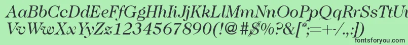 Fonte Caslon335Regularitalic – fontes pretas em um fundo verde