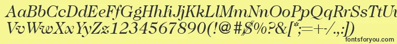 Czcionka Caslon335Regularitalic – czarne czcionki na żółtym tle