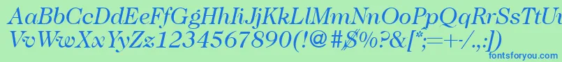 More about Caslon335Regularitalic Font Caslon335Regularitalic Font – Blue Fonts on Green Background