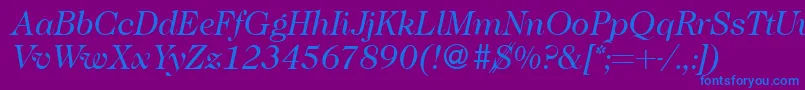 Saiba mais sobre a fonte Caslon335Regularitalic Fonte Caslon335Regularitalic – fontes azuis em um fundo violeta