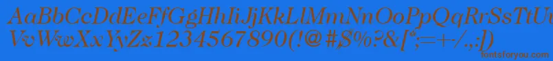 Fonte Caslon335Regularitalic – fontes marrons em um fundo azul