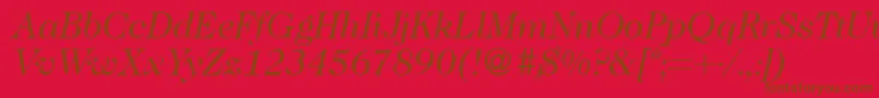 Caslon335Regularitalic-fontti – ruskeat fontit punaisella taustalla