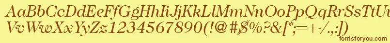 Czcionka Caslon335Regularitalic – brązowe czcionki na żółtym tle