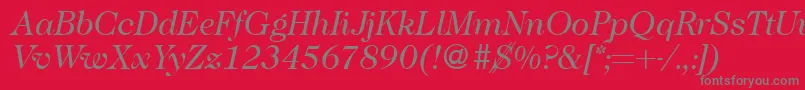 Caslon335Regularitalic-Schriftart – Graue Schriften auf rotem Hintergrund