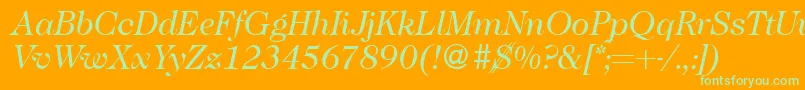 Шрифт Caslon335Regularitalic – зелёные шрифты на оранжевом фоне