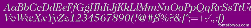 Caslon335Regularitalic-fontti – vihreät fontit violetilla taustalla