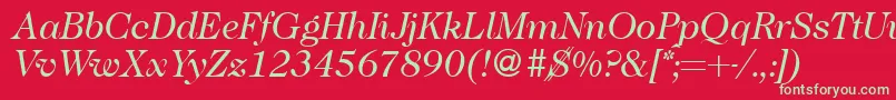 Caslon335Regularitalic-fontti – vihreät fontit punaisella taustalla