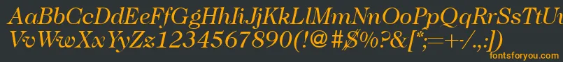 Caslon335Regularitalic-fontti – oranssit fontit mustalla taustalla