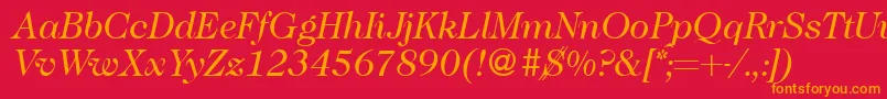 fuente Caslon335Regularitalic – Fuentes Naranjas Sobre Fondo Rojo