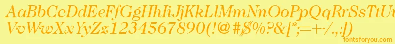 Caslon335Regularitalic-fontti – oranssit fontit keltaisella taustalla