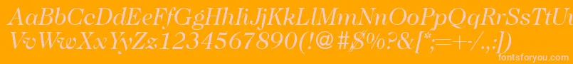 Caslon335Regularitalic-fontti – vaaleanpunaiset fontit oranssilla taustalla