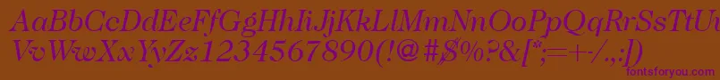 Caslon335Regularitalic Font – Purple Fonts on Brown Background